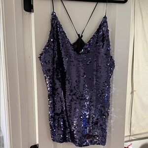Zara Black and Purple Sequin Top
